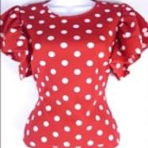 Size Large Red polka dot shirt pinup rockabilly